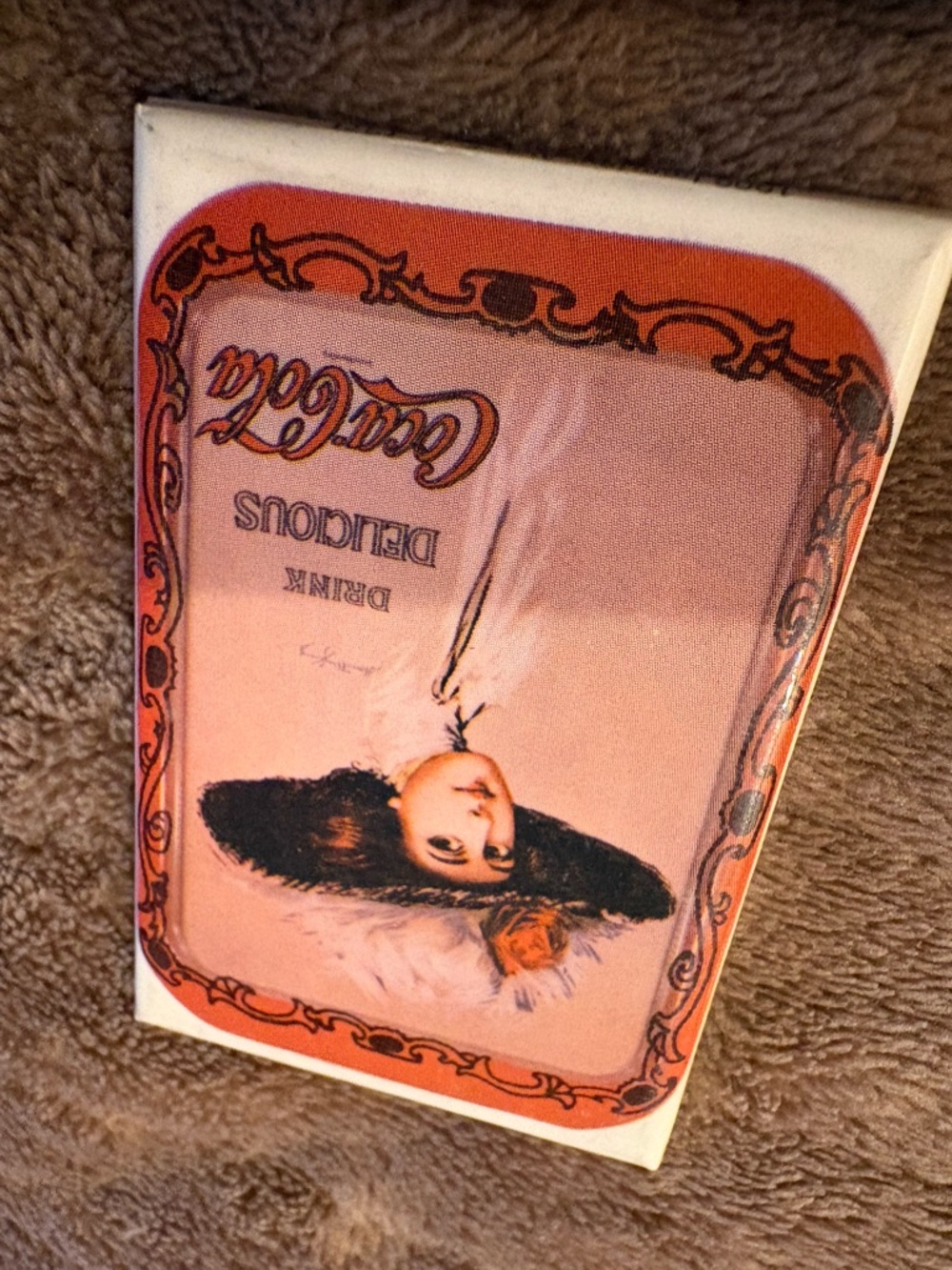 Coca-Cola Pink and Orange Decorative Tin mirror ! 1971
Thanks for looking !